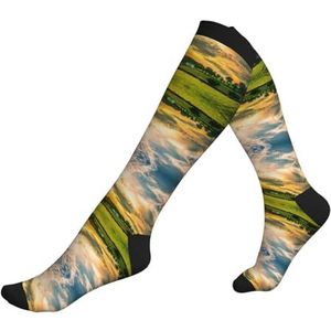 DEXNEL Natuurlijke Landschap Compressie Sokken Voor Mannen Vrouwen 20-30 Mmhg Compressie Sokken Voor Sport Ondersteuning Sokken, Zwart, Eén Maat