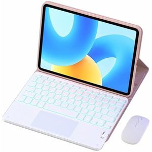 Toetsenbordhoes voor HUAWEI Matepad 11 2023/MatePad 11 (10.95) 2021, 7-Kleuren Achtergrondverlichting, Magnetisch Afneembaar Draadloos Toetsenbord,Pink 1