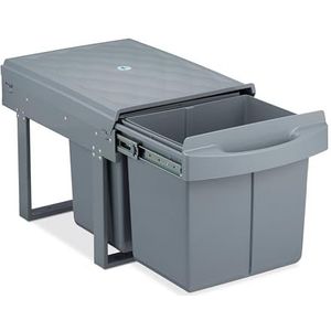 Relaxdays inbouw prullenbak - 2x 15 liter - duo afvalbak - vuilnisbak - afvalscheidingsbak