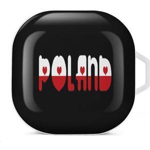 Polen vlag kunst print oortelefoon hoesje compatibel met Galaxy Buds/Buds Pro schokbestendig hoofdtelefoon hoesje wit stijl