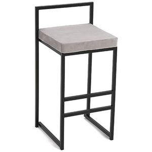 Barkrukken Moderne flanellen barkrukken gestoffeerde zitstoelen, vierkante eetkamerstoel met voetsteun, maximale belasting 200 kg (zwart of grijs) kroeg(Gris,Height 76cm)