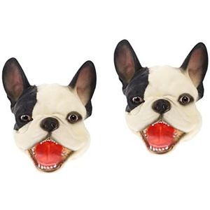 2 stuks handpop wit kind hond hoofd de hond vinyl (Color : Whitex4pcs, Size : 17X15CMx2pcs)