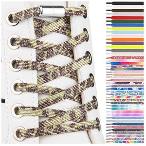 SULPO Elastische rubberen veters zonder strikken, plat, met draaisluiting, One size