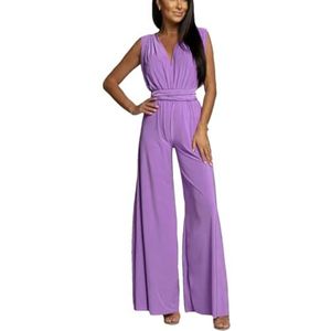 Tdvcpmkk Jumpsuit voor dames, zomer, sexy, mouwloos, blote rug, kant, slanke party jumpsuit, Paars, S