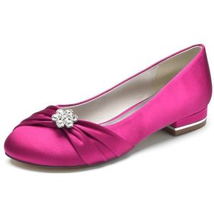 Hanfike Meisjes Womens Trouwjurk Flats Slip-on Formele Party Avondschoenen met Knoop JY250, Rosé, 41 EU