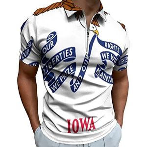 Iowa State Flag Half Zip-up Polo Shirts Voor Mannen Slim Fit Korte Mouw T-shirt Sneldrogende Golf Tops Tees S