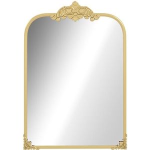 HOMCOM Wandspiegel 60 x 87 cm spiegel met frame van metaal, decoratieve hangspiegel, badkamerspiegel voor slaapkamer, badkamer, woonkamer, goud