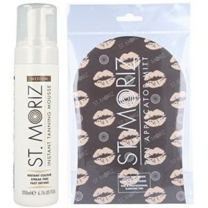 St Moriz Instant Zelfbruinende Mousse Medium met St Moriz Bruiningshandschoen 200ml
