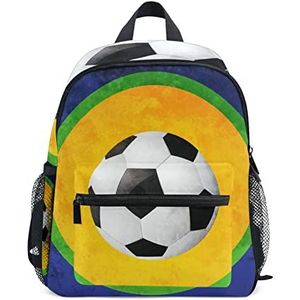 Bal Ronde Voetbal Sport Peuter Voorschoolse Rugzak Boekentas Mini Schoudertas Rugzak Schooltas voor Pre-K 1-6 Jaar Reizen Jongens Meisjes, Patroon, 10x4x12(in)