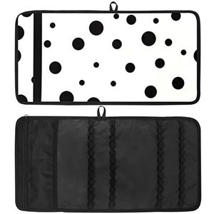 Potlood Wrap, Reizen Tekening Kleurpotlood Roll Organizer voor Artiest, Potloden Pouch Case Polka Dot Patroon Zwart Wit