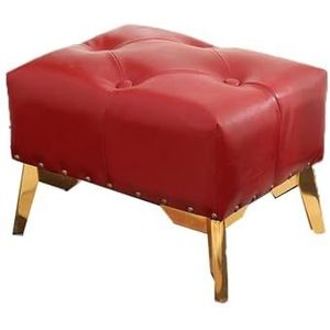 Voetenbank Kleine lederen kruk voetenbank Luxe retro draagbare kruk Lage kruk Veranda Schoenwisselkruk for gang Creatieve kruk Lounge(Red)