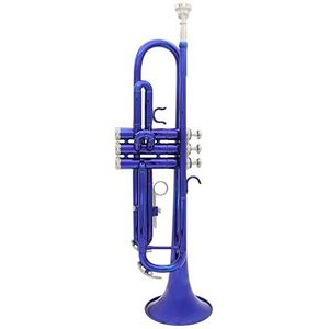 Trompetten trompet Bb B plat verzilverd messing prachtig met mondstuk reinigingsborstel doek handschoenen riem trompet instrument (kleur: blauw)