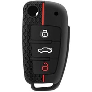 Autosleutel Hoesje Voor A1 A3 A6 C5 C6 Q3 Q2 Q7 TT TTS R8 S3 S6 RS3 RS6 A4 Siliconen Autosleutelzakje Cover Autosleutel beschermhoes(Red Line)