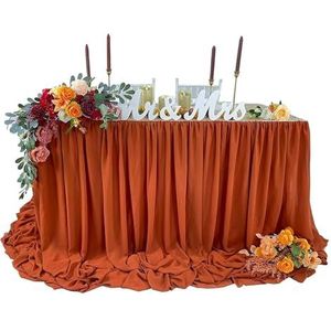 Tafelrokversiering, Chiffon tafelrok extra lang 6FT & 9FT doorschijnend tafelkleed for babyshowers verjaardagen taartdecoratie veelkleurig(Terracotta,6ftx145cm drop)