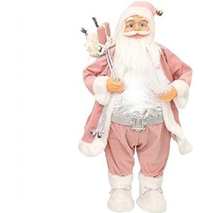 Kerst Roze Gewaad Kerstman Beeldje voor Pop Pluche Staande Standbeeld Speelgoed Deco Kerstman beeldjes roze