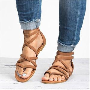 Women Sandals Plus Size 43 Gladiator Sandals For Beach Flat Summer Shoes Woman Zip Femme (Kleur : Yellow, Size : 5)