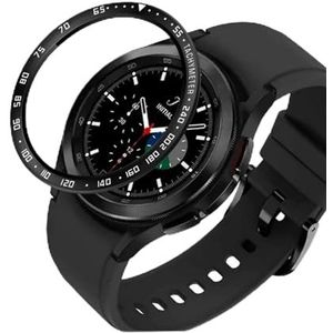GIOPUEY Bezel Ring Compatibel met Samsung Galaxy Watch 4 Classic 46mm, Bezel Styling Ring beschermhoes, Aluminium metalen beschermende horlogeband - E-zwart