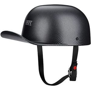 Motorcycle Skull Cap Halve Helm, Volwassenen Mode Licht Open Gezicht Baseball Cap Helm DOT Goedgekeurde Mannen en Vrouwen Retro Half Overdekte Helm voor Cruiser Bromfiets Chopper Decoration