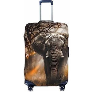 DEHIWI Tropische Afrikaanse olifant Bagage Cover Reizen Stofdichte Koffer Cover Rits Sluiting Koffer Protector Fit 45-70 cm Bagage, Zwart, XL