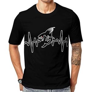 Fishing Life Heartbeat heren korte mouw grafisch T-shirt ronde hals print casual T-shirt 5XL