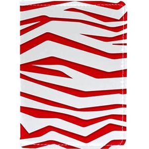 Rode en witte Zebra Print Achtergrond Paspoort Houder voor Dames en Mannen, Reizen Paspoort Portemonnee Paspoort Cover Reisdocumenten Organizer, Meerkleurig, 10x14cm/4x5.5 in
