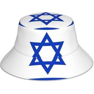 WYJLTTYT Israëlische vlag mode unisex reflecterende emmer hoed opvouwbare visser zonnehoed zomer strand reizen zomer pet, Israëlische Vlag, Eén Maat
