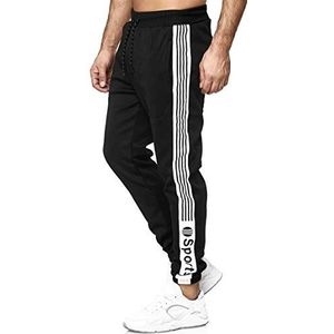 C-in-C 1008-E Joggingbroek, voor heren, sportbroek, van katoen, slim fit, vrijetijdsbroek, streetwear, zwart (1188), S