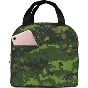 SUUNNY Groene leger digitale camouflage print geïsoleerde lunchtas warm houden lunchbox draagtas lunch container lichtgewicht, draagbaar