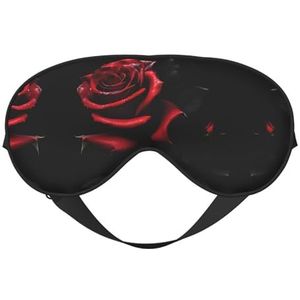 Rood en Rozen Print Zacht Oogmasker voor Vrouwen Mannen Comfortabel met Verstelbare Riem Voor Reizen Yoga Nap Shift Werk