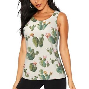 AYYQWE Leuke Cactus Print Tank Tops Yoga Running Wandelen Outdoor Activiteiten Casual Dagelijks Dragen Avontuur Sport, Zwart, S