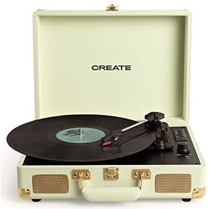 CREATE/RECORD PLAYER POP/Draagbare draaitafel Pastelgroen/met Bluetooth USB, SD, MicroSD en Mp3