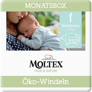 Moltex Pure & Nature Eco luiers maat 1 Newborn (2-5 kg) maandbox - 132 biologische luiers