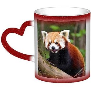 VducK Kleur veranderende mok 11oz gepersonaliseerde magische mok theekop kleine rode panda keramische koffiemok warmte geactiveerde kleur veranderende mok