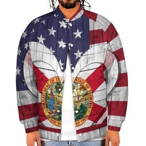 Amerika En Florida Vlag Met Hart Grappige Mannen Baseball Jacket Gedrukt Jas Zachte Sweatshirt Voor Lente Herfst