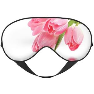 Mooie roze bloemen afdrukken zacht oogmasker, dubbelzijdige zachte oogdekking voor slaap, reizen, yoga, verstelbare riem, blokkeert licht
