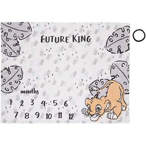 Disney Lion King Simba, Grey, White & Tan Super Soft Milestone Baby Blanket, Grey, White, Charcoal, Tan