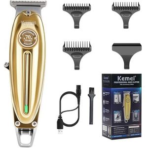 KEMEI Professionele baard- en haartrimmer voor mannen, draadloze T-mestrimmers, elektrische tondeuse voor kappers en stylisten, alle lichaamsverzorging - model 1949 goud