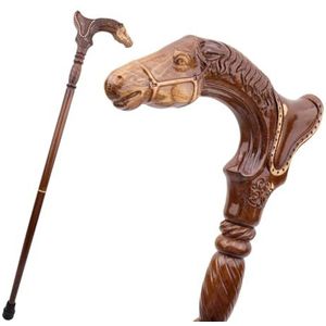 Handgesneden Houten Wandelstok Met Ergonomisch Handvat en Rubberen Punt Modieuze Unieke Wandelstok voor Senioren 37 Inch