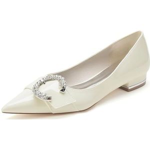 EICOFF Dames Strass Lage Hakken Trouwschoenen Puntige Gesloten Teen Slip-op Flats Jurk Pumps Sandalen Bruiloft Bruids Party Werk Dansen Schoenen,Beige,36 EU