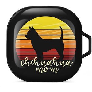Vintage kleuren chihuahua moeder hond oortelefoon hoesje compatibel met Galaxy Buds/Buds Pro schokbestendig hoofdtelefoon hoesje zwart stijl