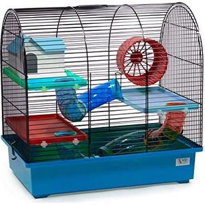 Decorwelt hamsterdagen, blauw, buitenmaten, 49 x 32,5 x 48,5 cm, knaagkooi, hamster, plastic kleine dieren, kooi met accessoires