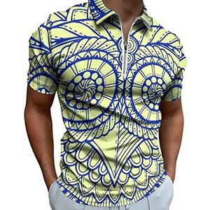 Uil Etnisch Patroon Half Zip-up Polo Shirts Voor Mannen Slim Fit Korte Mouw T-shirt Sneldrogende Golf Tops Tees S