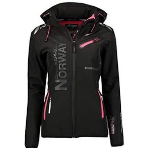 Geographical Norway Softshell-damesjack, outdoor-regenjas, sportjack, zwart/fluo pink., S