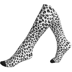 DEXNEL Zwart-witte Luipaardcompressie Sokken Voor Mannen Vrouwen 20-30 Mmhg Compressie Sokken Voor Sport Ondersteuning Sokken, 1 zwart, Eén Maat