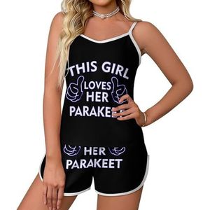 Girl Love Parkiet 2-delige pyjamaset voor dames, sexy tanktop en korte broek, nachtkleding PJ Lounge