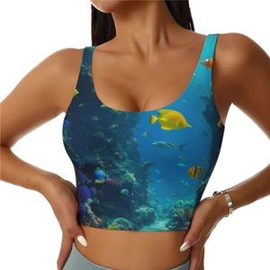 Leuke Blauwe Vis Print Casual Wear Vrouwen Sport Vest Yoga Vest Workout Vest Voor Vrouwen Lichtgewicht Trendy, Zwart, S