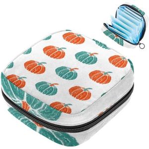 MUOOUM Thanksgiving Kleur Pompoen Maandverband Opbergtas Menstruatie Pad Tas Draagbare Menstruatie Cup Pouch met Rits voor Tiener Meisjes Vrouwen Dames