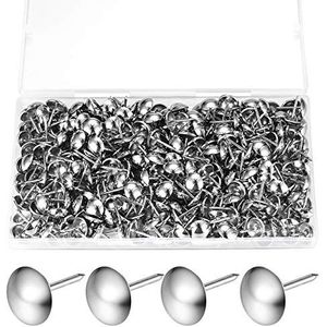 Set van 320 meubelnagels, gestoffeerde punaises, vintage meubelnagels voor stoel, meubels, bed, decoratieve spijkers, 11 x 17 mm (zilver)