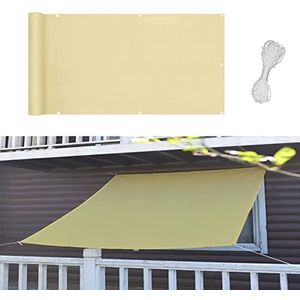 Luifel vierkant 4x4M zonwering HDPE met UV-bescherming canvas pergola met bevestigingsset voor tuin, balkon, terras, terras, crèmekleuren