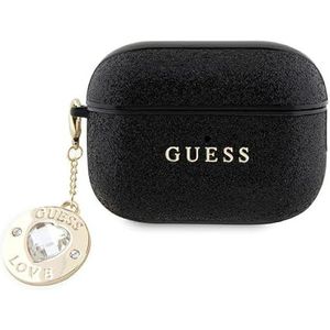 Guess GUAP2PGEHCDK Hoes voor AirPods Pro 2 Cover Zwart Vaste Glitter Hart Diamond Charm